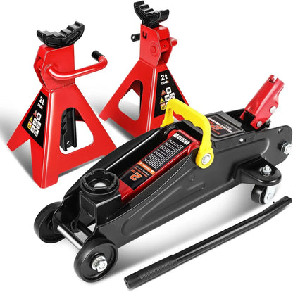 2 Ton Capacity with Adjustable Jack Stands for Safe Vehicle Lifting