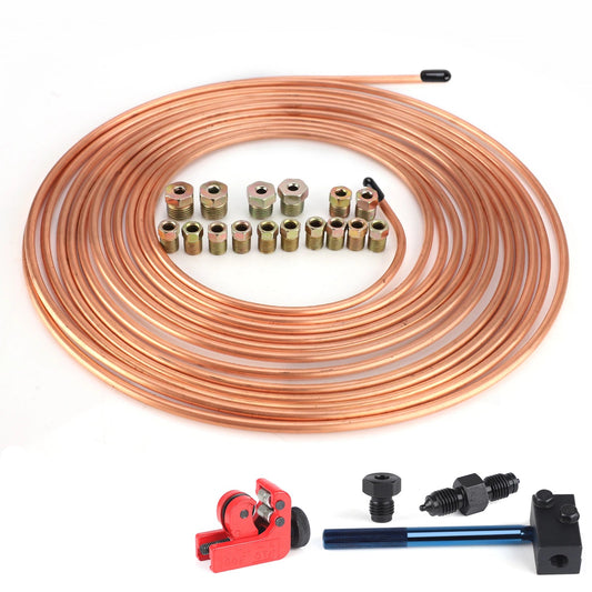 Brake Line Repair Kit with 25Ft Copper Nickel Tubing & Flaring Tools