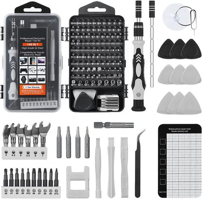 Precision Screwdriver Set with 140 Magnetic Bits | Essential Tool Kit for Electronics Repair