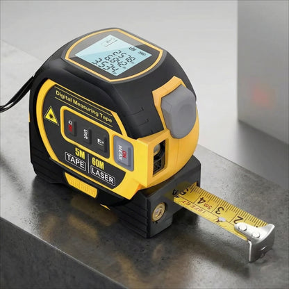 Precision Tools | Laser Rangefinder with 5M Tape Measure & LCD Display | Versatile Measurement Solution for Construction Projects
