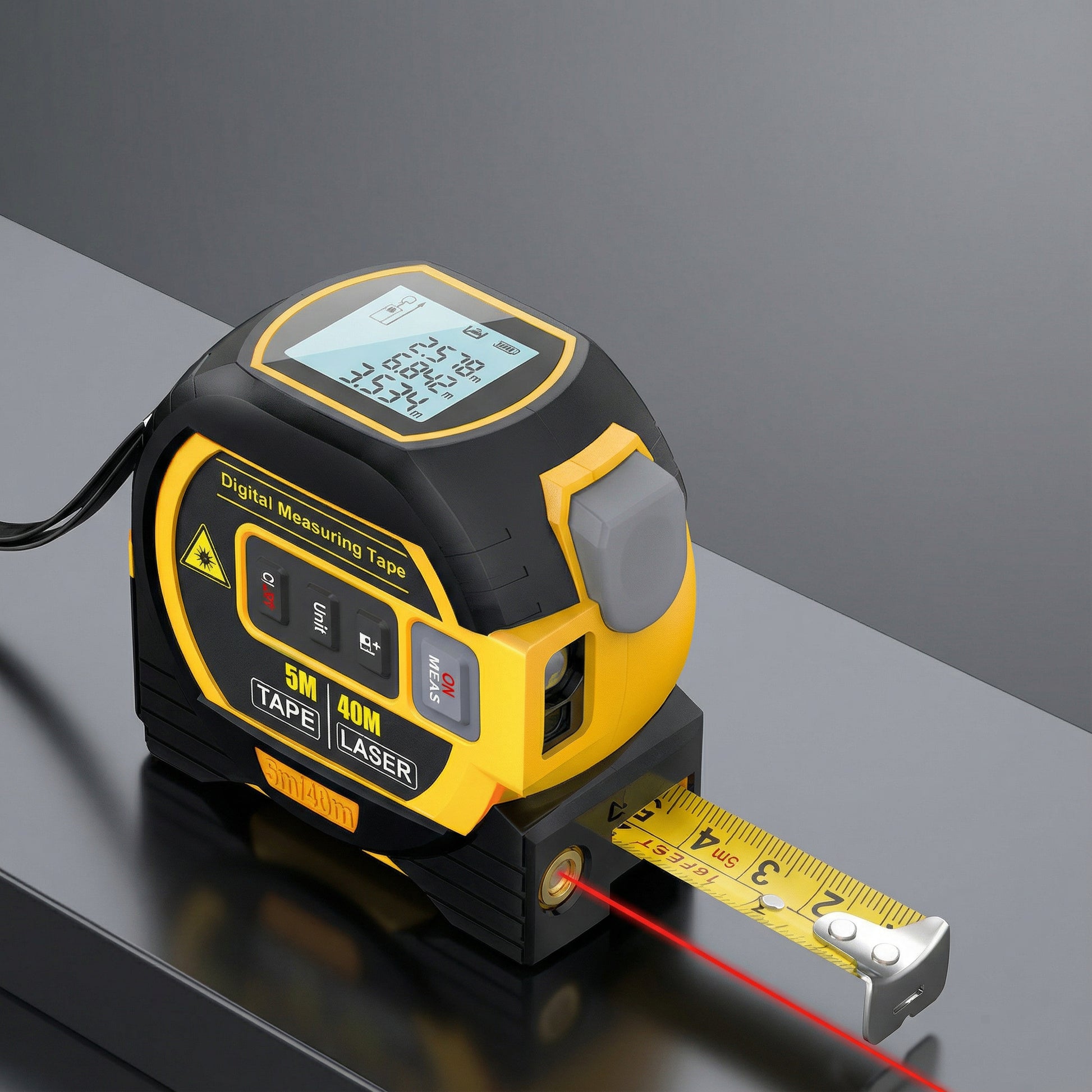 Precision Tools | Laser Rangefinder with 5M Tape Measure & LCD Display | Versatile Measurement Solution for Construction Projects