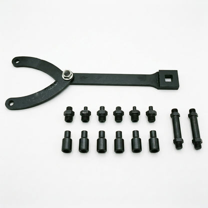 Adjustable Variable Pin Spanner Wrench Set with 15 Pins for Universal Pulley Removal